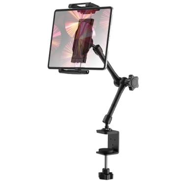 Imagem de FreeSave Suporte de tablet de armário para cozinha/guarda-roupa, suporte de mesa de braço ajustável dobrável de metal 360°, suporte de braçadeira para iPad Pro 13 Air Mini, dispositivos de 6,1 a 15,6