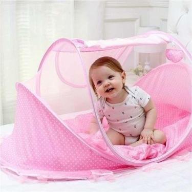 Imagem de Berço Mosquiteiro Cama Infantil para Bebê Portátil Rosa Design Tenda C
