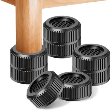 Imagem de Elevadores de cama redondos para móveis – Resistente antiderrapante ajustável (3,3 cm - 9,4 cm Hgt) Elevador de cama para mesa, sofá, cadeira, geladeira e máquina de lavar (2,5 polegadas, preto