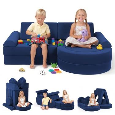 Imagem de Fvkind Sofá modular infantil para brincar com 16 peças, forte de construção de sofá infantil para sala de jogos, quarto, sofá de brinquedo secional para crianças, sofá com almofada de espuma