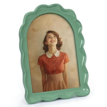 Imagem de Afuly Porta-retrato 12 x 18 cm, arco verde, flor recortada, colorida, única, bonita, pendurar na parede, decoração de casa, presente de aniversário de família, presente de aniversário para mãe