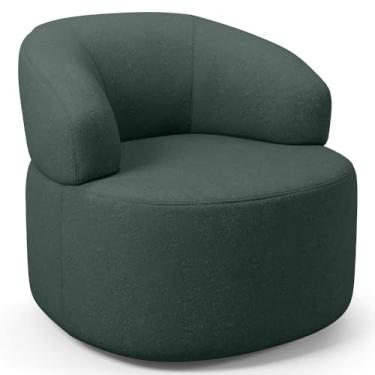 Imagem de Poltrona Giratória Orgânica Para Sala de Estar Living Helena L02 Linho Verde - Lyam Decor