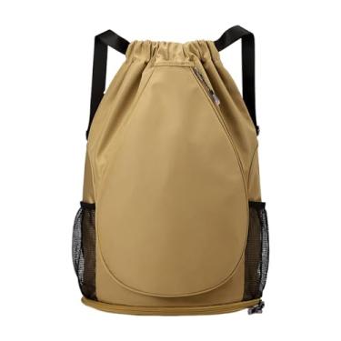 Imagem de harayaa Mochila de tênis, mochila esportiva com alças de ombro ajustáveis, bolsa para raquete de badminton, bolsa para bolas e acessórios de tênis, ideal para, Cáqui