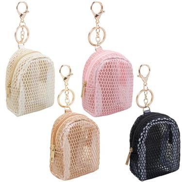 Imagem de AIBFRID 4 porta-chaves, linda bolsa de cosméticos para mulheres, bolsa de maquiagem de couro PU, bolso para chave, bolsa de batom, porta-cartões, organizador de cabos de dados, bolsa com zíper, Bolsa