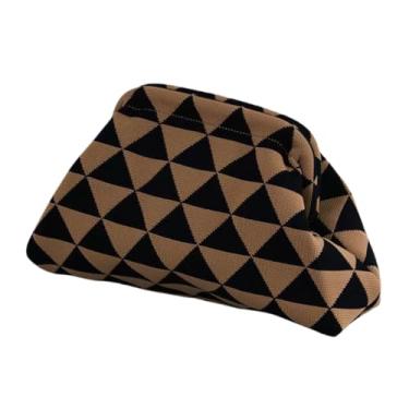 Imagem de Aligoo Bolsas de mão femininas, bolsa de crochê de tecido de praia de verão 2025, bolsa de mão para noite Bolinho de Massa Listrada Franzido Nuvem, Cáqui - 1, One Size