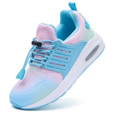 Imagem de Ugmikdo Tênis de corrida infantil para meninos, leve, respirável, sem cadarço, Azul, 18