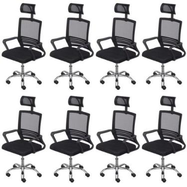 Imagem de Kit 8 Cadeiras Escritório Presidente Tela Mesh Lyon - Espresso Móveis