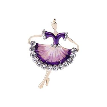 Imagem de Broche feminino strass beleza dança menina broches para mulheres festa casual metal broches presentes (cor: roxo, tamanho: 6,5 cm)