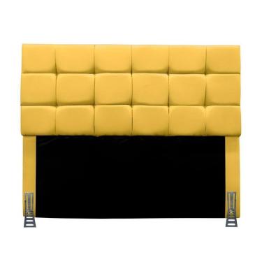 Imagem de Cabeceira Queen 160 Cm Estofada Talita Em Suede Com Frame Amarelo