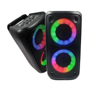 Imagem de Caixa de Som Bluetooth LED 2x5W | Entrada para Microfone P10 | Bass Potente | Rádio FM | USB, Cartão, Aux | Bateria 2400mAh | Som Alto e Claro para Festas, Eventos e Reuniões