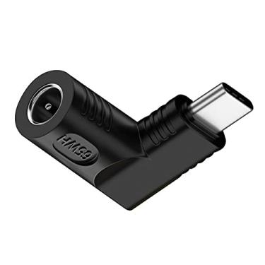 Imagem de NFHK Tomada CC 5,5 x 1,7 mm entrada para USB-C tipo C angular 90 graus adaptador de carregador para laptop smartphone