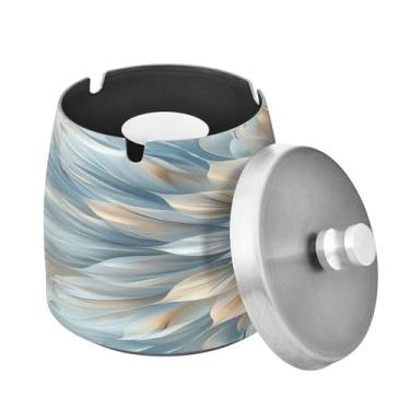 Imagem de Blueangle Cinzeiro de flor mandala com tampa para cigarros, à prova de vento/chuva, aço inoxidável, sem fumaça, inodoro, cinzeiro para uso interno ou externo (289)