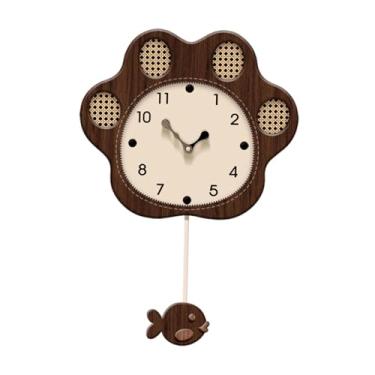 Imagem de WeiLaiKeQi Relógio de parede com ornamento de pêndulo criativo, fofo, estilo retrô, decoração para quarto, inauguração de casa, restaurante, aniversário, Marrom
