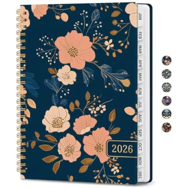 Imagem de Agenda 2026, agenda semanal e mensal para mulheres, janeiro de 2026 a dezembro de 2026 bonita agenda com abas mensais, bolso interno, encadernação em espiral, perfeita para escritório, casa, escola