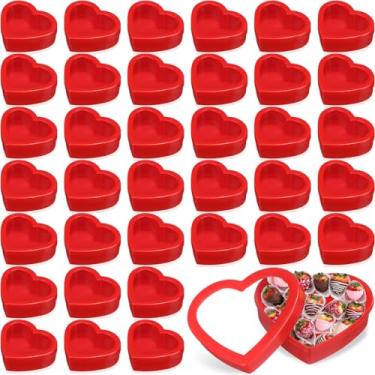 Imagem de Wesiti 36 caixas pequenas em forma de coração com janela, caixas de presente de dia dos namorados, recipiente de armazenamento de plástico para projetos faça você mesmo, presentes de doces para o dia