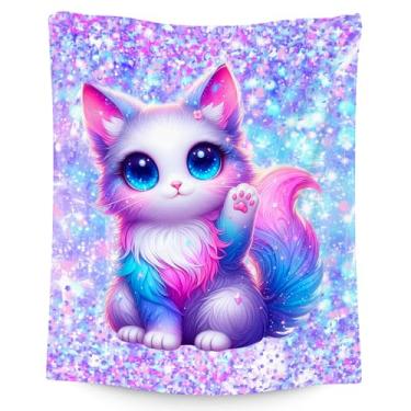 Imagem de Cobertor para crianças - Cobertores de gato para meninas e mulheres - presentes para amantes de gatos - 152 x 203 cm, decoração macia e quente para quarto