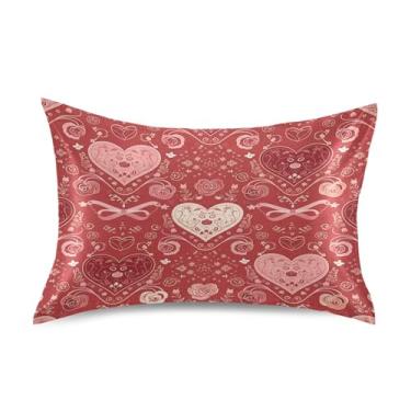 Imagem de SEHANY Capas de almofada de seda para cabelo e pele para o Dia dos Namorados, capas de almofada de cetim respiráveis macias e refrescantes com fecho de envelope, tamanho king (50,8 x 101,6 cm)