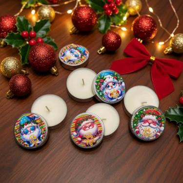 Imagem de Kit 10 Velas Natalinas Lembrancinha Cera Vegetal Lata Metal