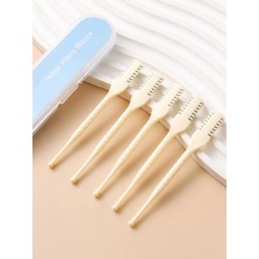 Imagem de Cortador de pelos nasais 2 em 1, 5 peças, faca dupla face, portátil, 360°, removedor de pelos da narina, aparador manual de pelos do nariz com coletor de orelha para mulheres e homens