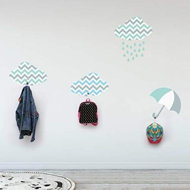 Imagem de Cabideiro Acrílico com Adesivo de Parede Nuvens 3 ganchos