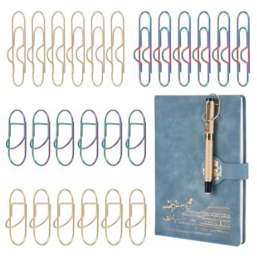 Imagem de GOMAKERER 24 peças de clipes de caneta de metal para caderno, 4 estilos de clipe de papel longo, suportes de caneta, clipes ovais, acessórios para agenda, prancheta, material de escritório escolar