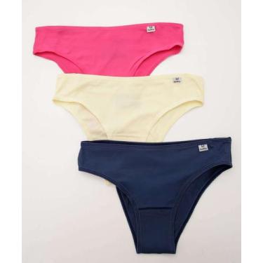 Imagem de Kit 3 Calcinhas Biquíni DelRio-26011, Rosa, Amarelo, G