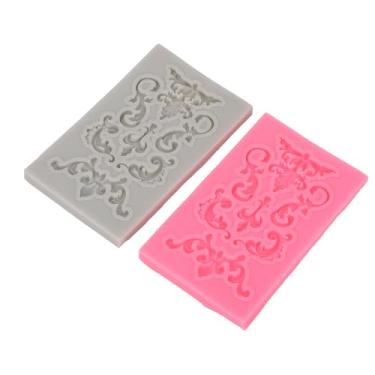 Imagem de Scroll Lace Fondant Silicone Padrão Estilo Barroco Curlicues Relevo Flor Bolo Decoração Ferramenta para Chocolate Cupcake Clay Craft 2 unidades Conjunto de grau alimentício Forno