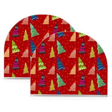 Imagem de Wassud Porta-guardanapos de acrílico colorido para árvores de Natal, dispensador de guardanapos de papel moderno para cozinha, sala de jantar, decoração de mesa de bancada 2 peças (comporta 50-60