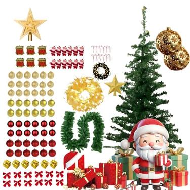 Imagem de Kit Árvore de Natal Decorada 90cm com 90 Galhos, 63 Enfeites, Pisca LED, Bolas, Estrela, PVC Verde, Decoração Completa