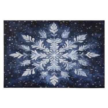 Imagem de CEBUGI Tapete de área 60 x 90 cm, macio, lavável, antiderrapante, com revestimento de borracha, floco de neve, para sala de estar, quarto, decoração de casa