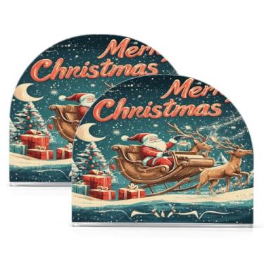 Imagem de Wassud Porta-guardanapos de acrílico para trenó e rena, dispensador de guardanapos de papel moderno em forma de U para mesa, cozinha, sala de jantar, bancada 2 peças (comporta 50-60 guardanapos)