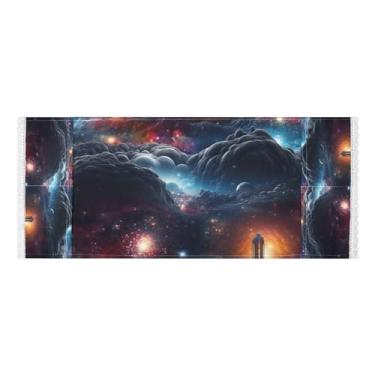 Imagem de Wassud Universe Capas de lavadora e secadora, protetor de lavadora com sacos de armazenamento, capa de geladeira à prova de poeira com bolsos para lavanderia doméstica, cozinha, 120 x 55 cm