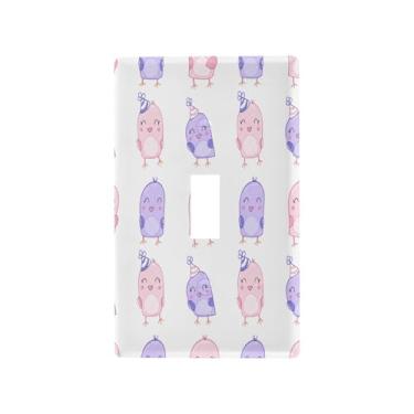 Imagem de Wassud Placa decorativa para interruptor de luz de pássaros de desenho animado para tomadas elétricas, interruptor único, 11 x 7 cm