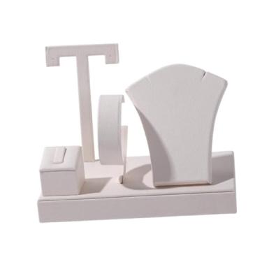Imagem de Fiocias Expositor de Joias, Suporte Decorativo para Fotos em Couro PU para Colares, Pulseiras E Orelhas, Branco