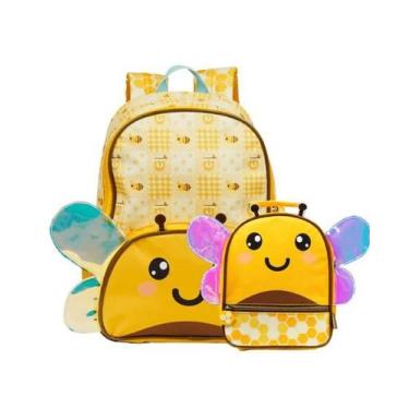 Imagem de Kit Mochila e Lancheira Térmica Infantil Pets Abelha Amarela - Bagaggi