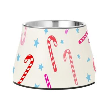 Imagem de Burbuja Tigela de ração de aço inoxidável para cães Candy Cane para comida e água, antiderrapante para cães médios e gatos, 590 ml