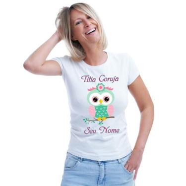 Imagem de Baby Look Titia Coruja Verde Galho Personalizada Feminina Adulto Algod