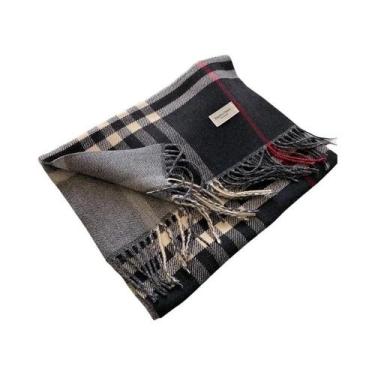 Imagem de Cachecol De Cashmere Xadrez Para Homens E Mulheres, Quente E Grosso, M