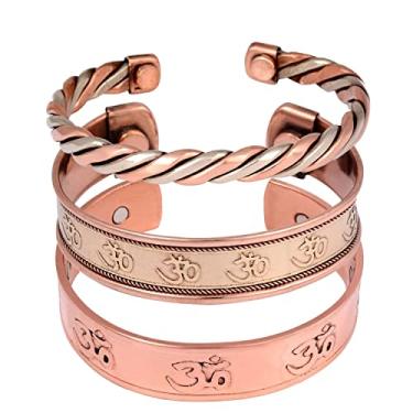 Imagem de NAISHA Pulseiras indianas de cobre feitas à mão, pulseiras de chacras curativas, joias, pulseira, presente, mulheres, homens, meninos adolescentes (6,5, INDIAN), One Size, Cobre, Pulseira de cobre