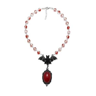 Imagem de JWZMB Colares de morcego para mulheres, colar de morcego gótico, vintage, com pingente de camafeu, gótico, Victoria, vampiro, bruxa, mística, acessórios para fantasia de Halloween, joias de Halloween