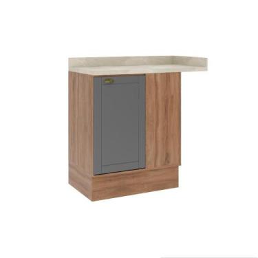Imagem de Balcão De Canto Milla 1 Porta Nog/cinza 94cm Carraro - MÓVEIS CARRARO