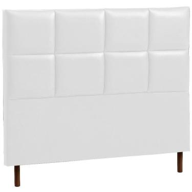 Imagem de Cabeceira Estofada Queen Espanha Couro Branco 160 Cm