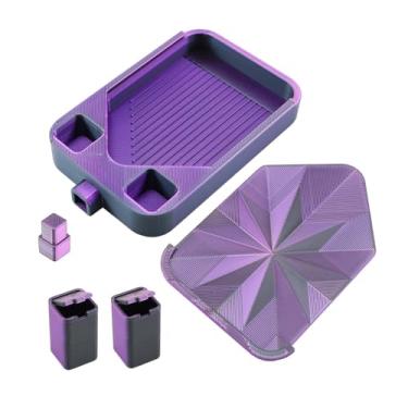 Imagem de Fiocias Bandeja Organizadora com Tampa a Arranhões, Fácil de Usar E Versátil para de Miçangas, Ideal para Bordados E Artesanato, Preto E Violeta, Tamanho real