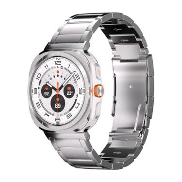 Imagem de Ultra Supply Co. Pulseira de titânio compatível com Samsung Galaxy Watch Ultra de 47 mm - Pulseira de metal de grau 2 com fivela dobrável e revestimento DLC à prova de arranhões, impermeável, tamanho