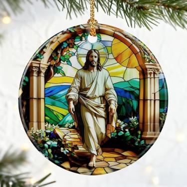 Imagem de Enfeite de Jesus para árvore de Natal, ornamento religioso cristão, enfeites de Natal, decoração de casa cristã | Presentes do Senhor Jesus, presentes religiosos, troca de presentes e ideia de