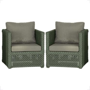 Imagem de 2 Poltronas Madri Alumínio Corda Náutica Estofado 8 Trama Verde