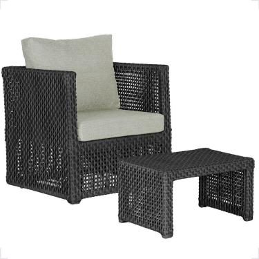 Imagem de Mesa E 1 Poltrona Madri Corda Náutica Estofado 3 Trama Preto