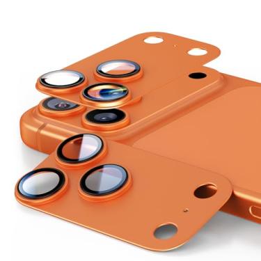 Imagem de KISMER Protetor de lente de câmera para iPhone 17 Pro max, liga metálica, vidro temperado, 2 unidades, laranja