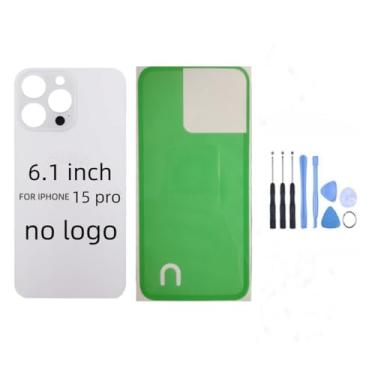 Imagem de STYCES Substituição de vidro da tampa traseira traseira para iPhone 15pro de 6,1 polegadas e para iPhone 15promax 6,7 polegadas (sem logotipo), com kit de ferramentas de reparo, adesivo pré-instalado