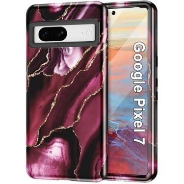 Imagem de Btscase Capa para Google Pixel 7, estampa de mármore, 3 em 1, resistente, à prova de choque, de corpo inteiro, PC rígido + silicone macio para mulheres e meninas, capas para celular para Google Pixel